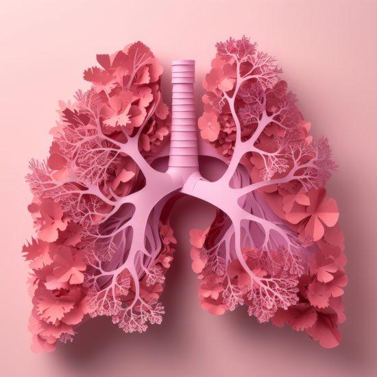3d Illustration Of Human Respiratory System With Lungs On A Pink Background